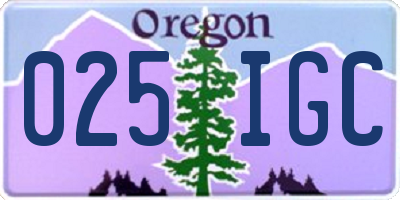 OR license plate 025IGC
