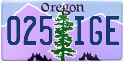 OR license plate 025IGE