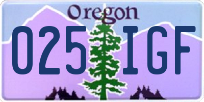 OR license plate 025IGF