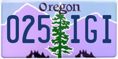 OR license plate 025IGI
