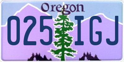 OR license plate 025IGJ
