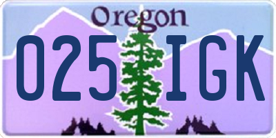 OR license plate 025IGK