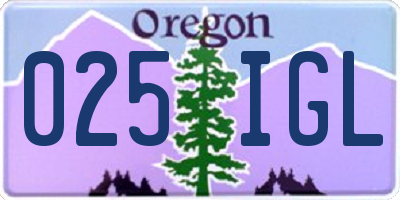 OR license plate 025IGL