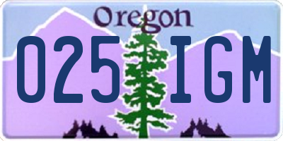 OR license plate 025IGM