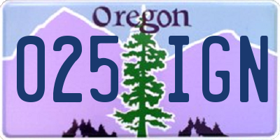 OR license plate 025IGN