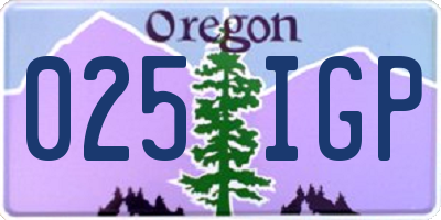 OR license plate 025IGP