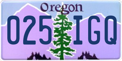 OR license plate 025IGQ