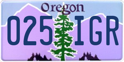 OR license plate 025IGR