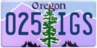 OR license plate 025IGS