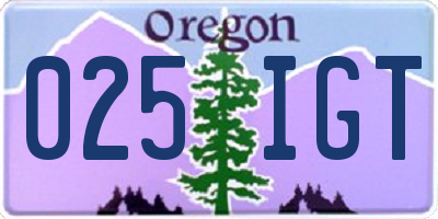OR license plate 025IGT