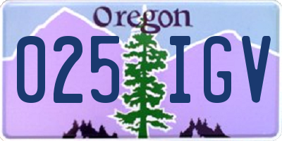 OR license plate 025IGV