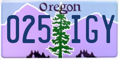 OR license plate 025IGY