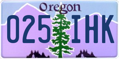 OR license plate 025IHK