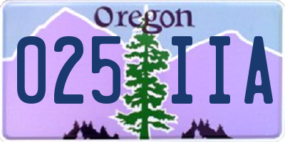 OR license plate 025IIA
