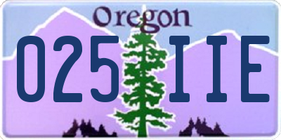 OR license plate 025IIE