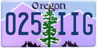 OR license plate 025IIG