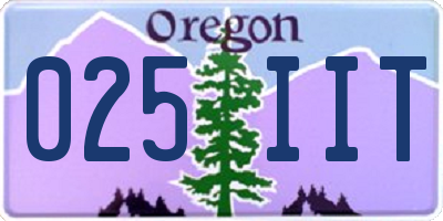 OR license plate 025IIT