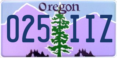 OR license plate 025IIZ