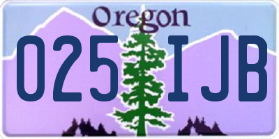 OR license plate 025IJB
