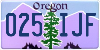 OR license plate 025IJF