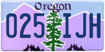 OR license plate 025IJH