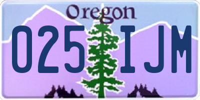 OR license plate 025IJM