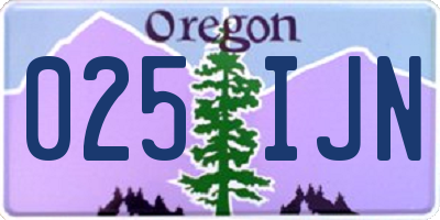 OR license plate 025IJN