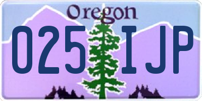 OR license plate 025IJP