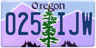 OR license plate 025IJW