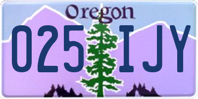 OR license plate 025IJY