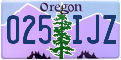 OR license plate 025IJZ