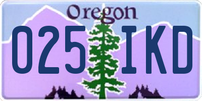 OR license plate 025IKD