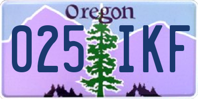 OR license plate 025IKF