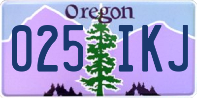 OR license plate 025IKJ