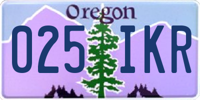 OR license plate 025IKR