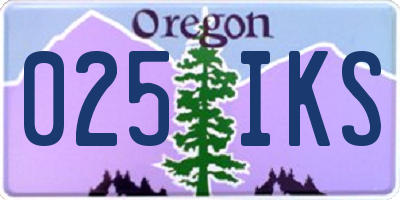 OR license plate 025IKS