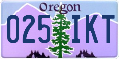 OR license plate 025IKT