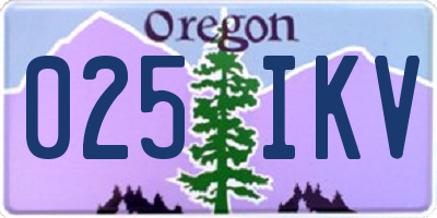 OR license plate 025IKV