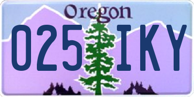 OR license plate 025IKY