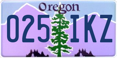 OR license plate 025IKZ
