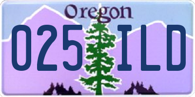 OR license plate 025ILD