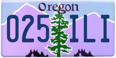 OR license plate 025ILI