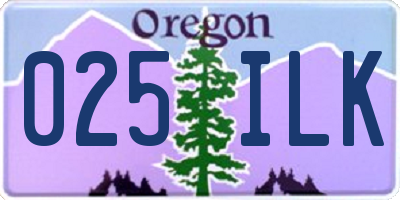 OR license plate 025ILK