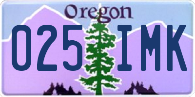 OR license plate 025IMK