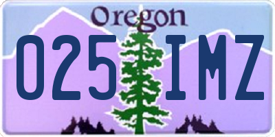 OR license plate 025IMZ