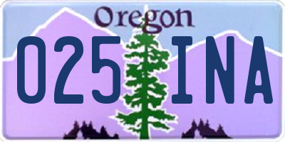 OR license plate 025INA