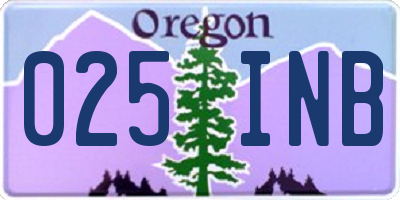 OR license plate 025INB