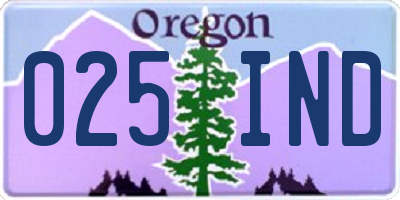 OR license plate 025IND