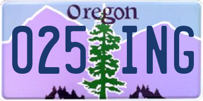 OR license plate 025ING