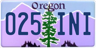 OR license plate 025INI
